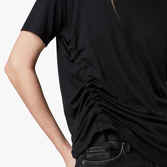 ALL SAINTS RYDER LUX RUCHED SIDE TIE T-SHIRT - Picture 5 of 8